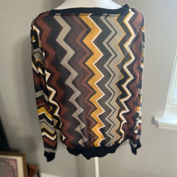 Missoni Target Chiffon xl
Zig Zag Chevron Long Sleeve
Sheer Brown Black Shirt - Picture 11 of 13
